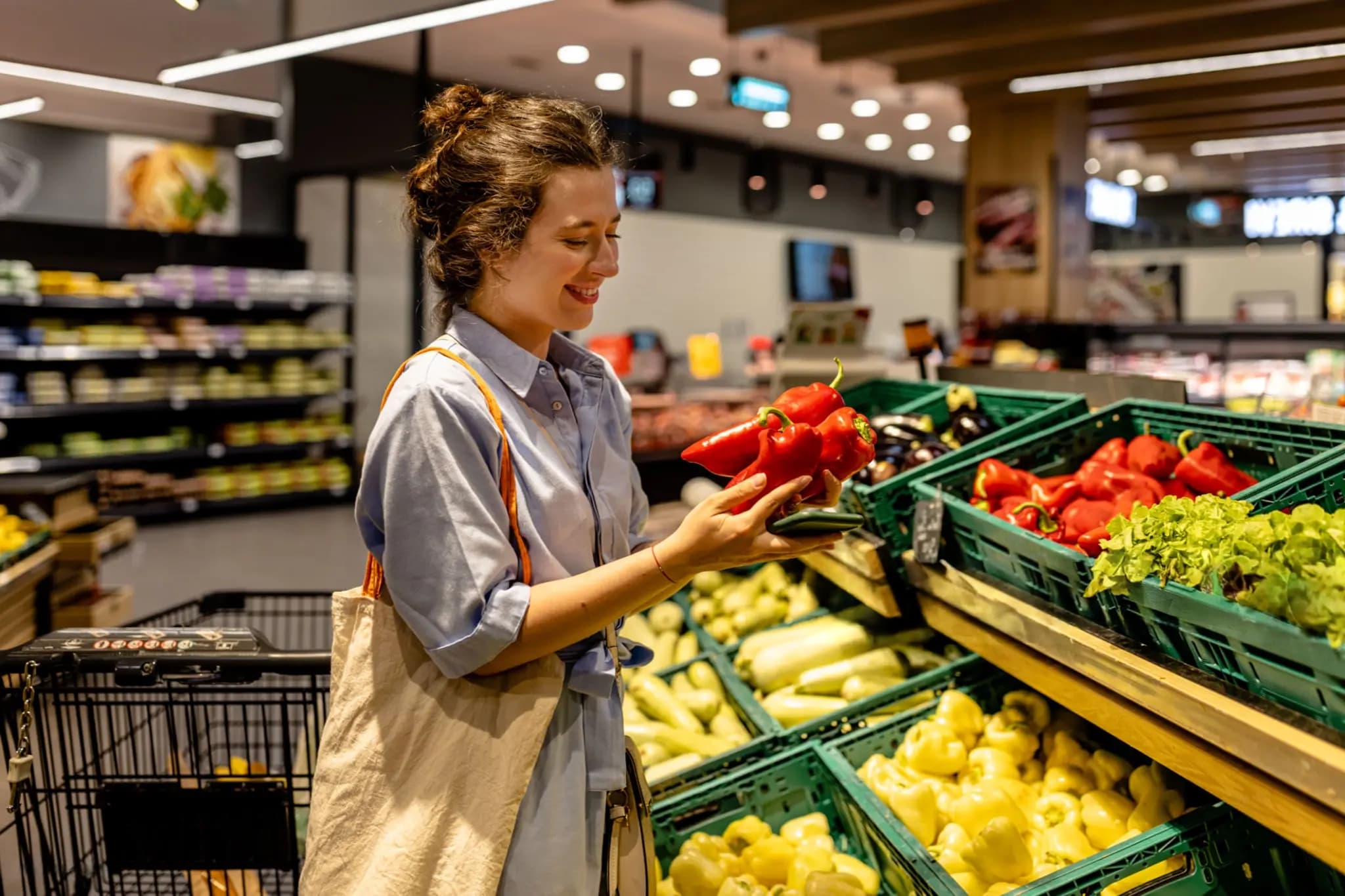 Mother shopping for groceries
