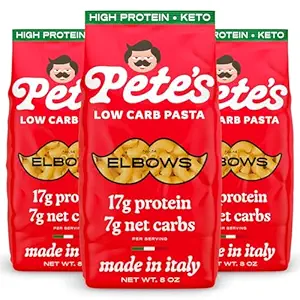 Pete's Pasta 3 Pack Elbow Noodles Pasta 8oz – 7g Low Carb Pasta – 17g High Protein Pasta – Authentic Italian Keto Pasta Noodles – Healthy Low Calorie Elbow Pasta – Wheat Pasta Imported from Italy