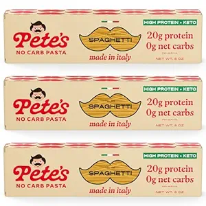Pete's Pasta 3 Pack Spaghetti Noodles Pasta 8oz – No Carb Pasta – 20g High Protein Pasta – Authentic Italian Keto Pasta Noodles, Healthy Low Calorie Spaghetti Pasta, Wheat Pasta Imported from Italy